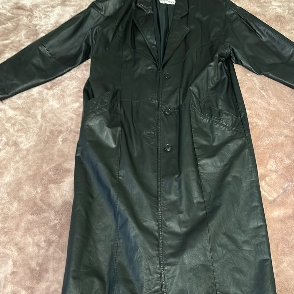 Black Leather Trench Coat